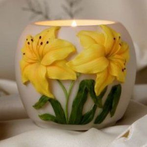 Day Lily Votive candle holder - marble